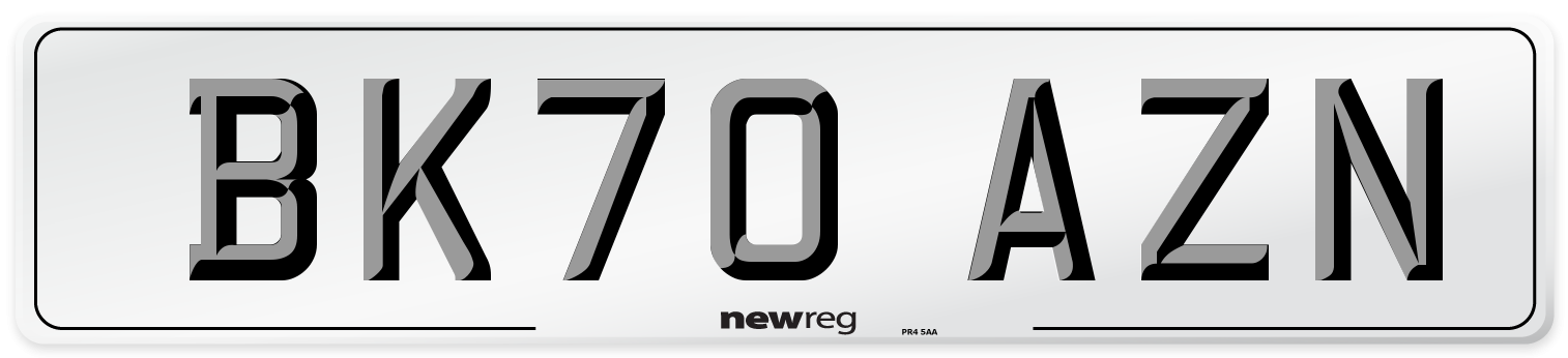 BK70 AZN Front Number Plate
