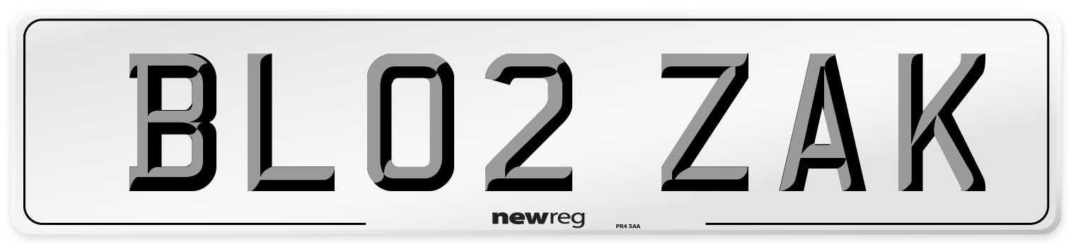 BL02 ZAK Front Number Plate