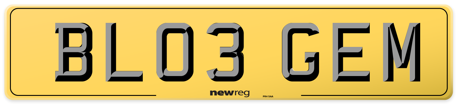 BL03 GEM Rear Number Plate