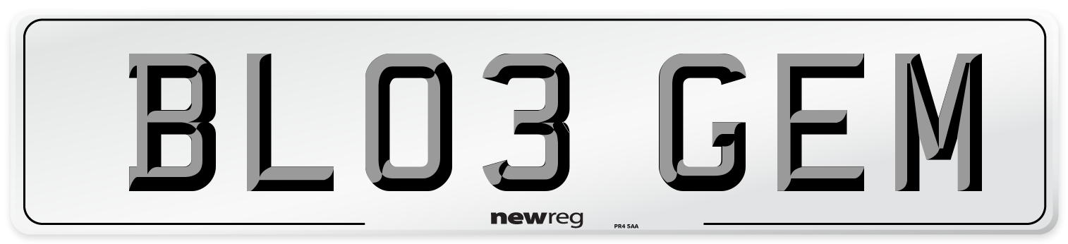 BL03 GEM Front Number Plate