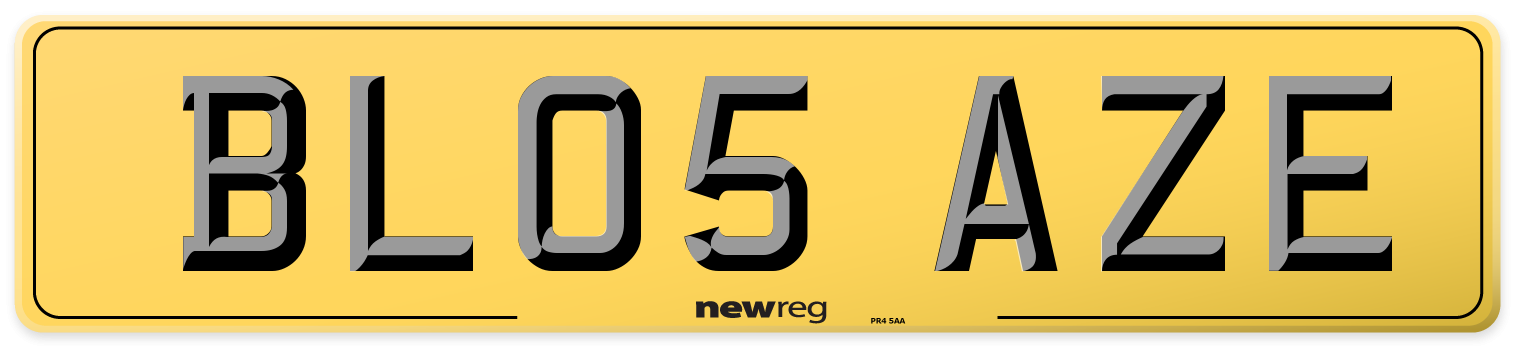 BL05 AZE Rear Number Plate
