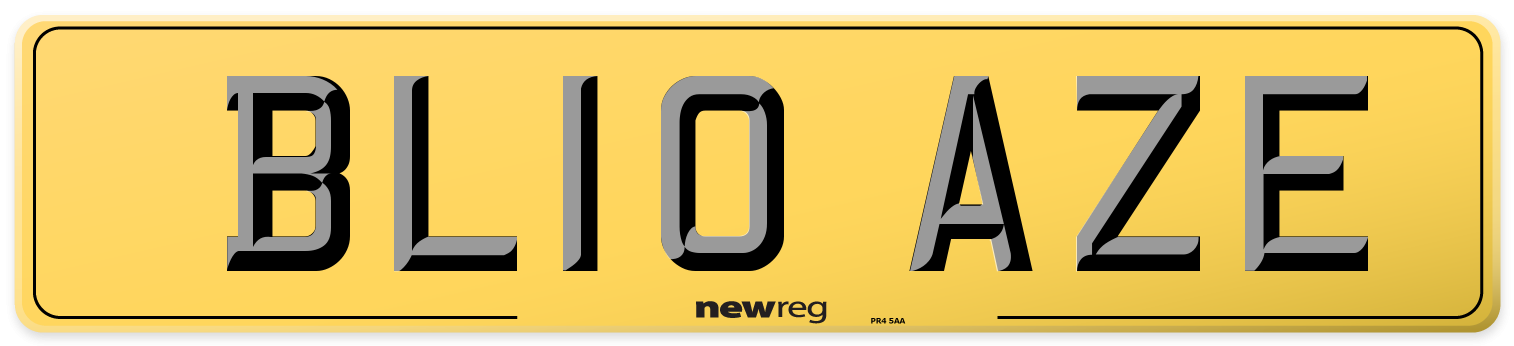 BL10 AZE Rear Number Plate