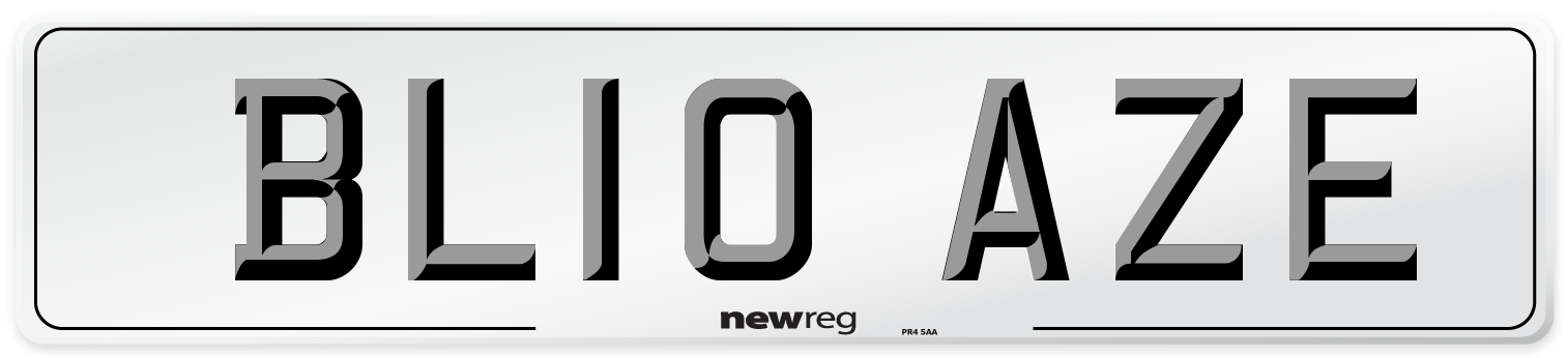BL10 AZE Front Number Plate