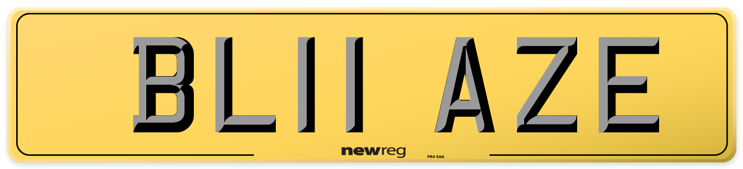 BL11 AZE Rear Number Plate