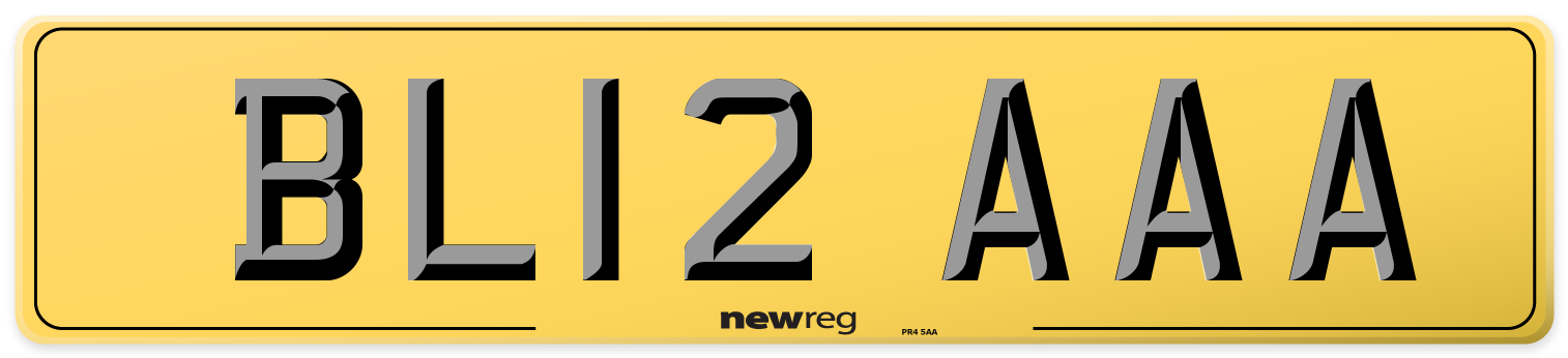 BL12 AAA Rear Number Plate