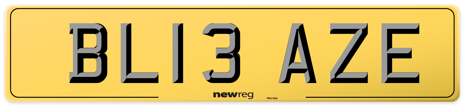 BL13 AZE Rear Number Plate