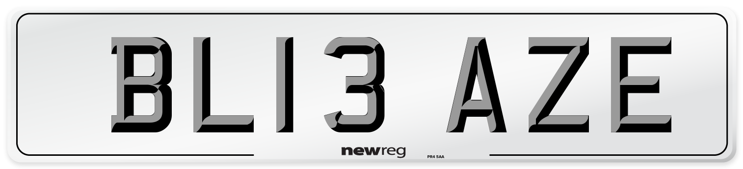 BL13 AZE Front Number Plate