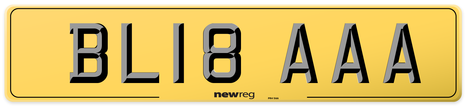 BL18 AAA Rear Number Plate