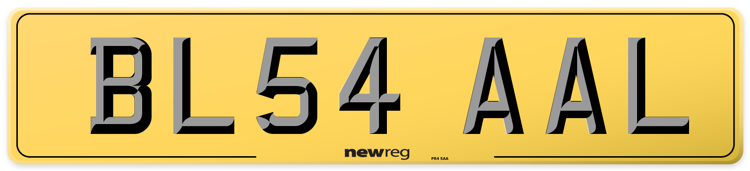 BL54 AAL Rear Number Plate