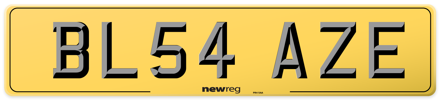 BL54 AZE Rear Number Plate