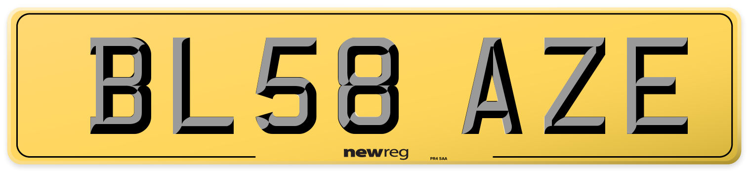 BL58 AZE Rear Number Plate