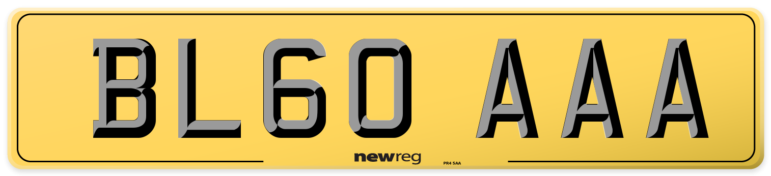 BL60 AAA Rear Number Plate