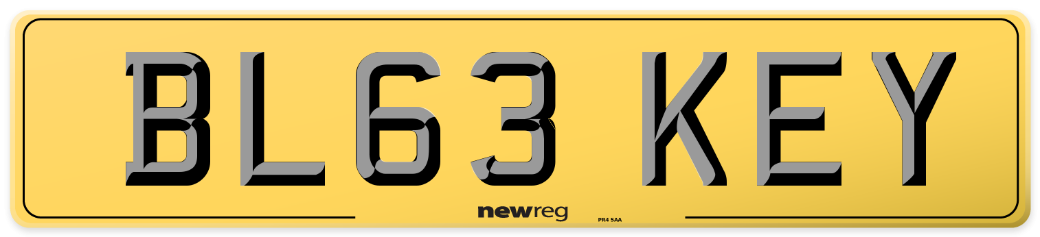 BL63 KEY Rear Number Plate