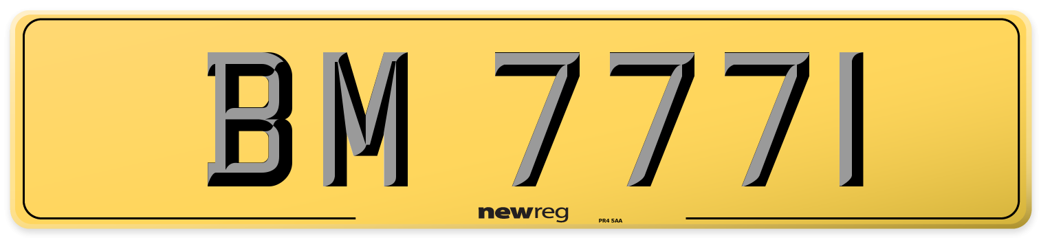 BM 7771 Rear Number Plate