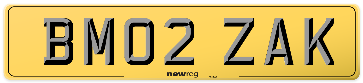 BM02 ZAK Rear Number Plate
