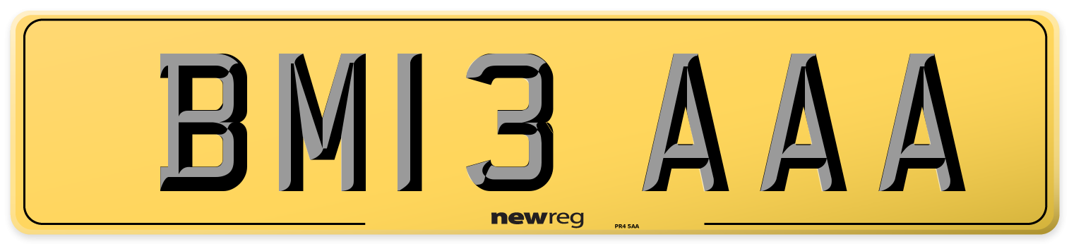 BM13 AAA Rear Number Plate