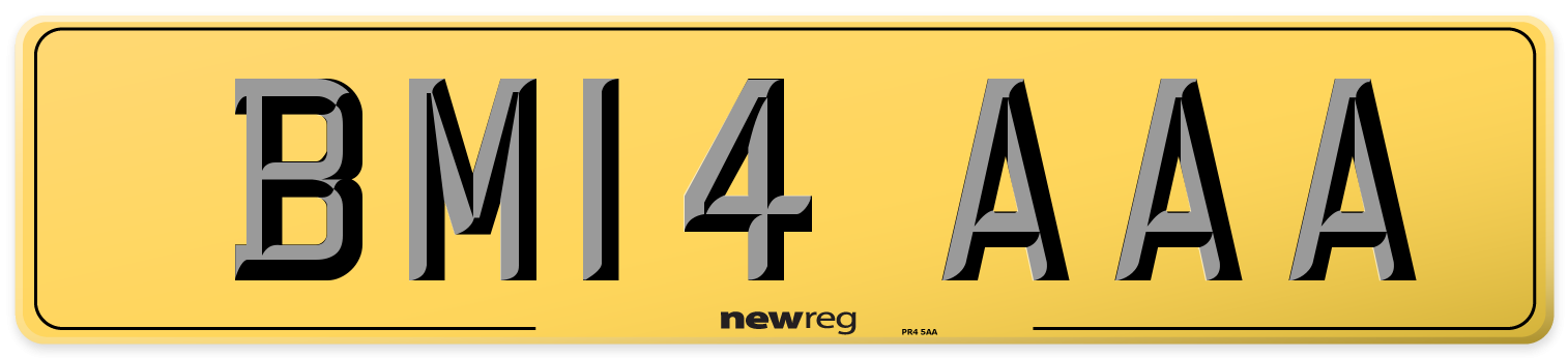 BM14 AAA Rear Number Plate
