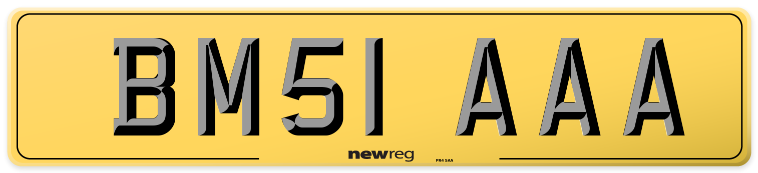BM51 AAA Rear Number Plate