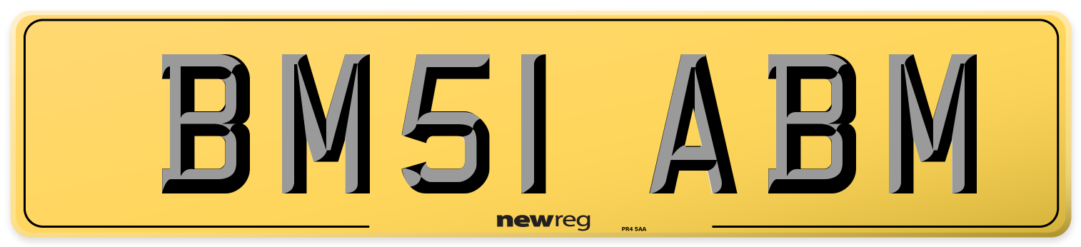 BM51 ABM Rear Number Plate