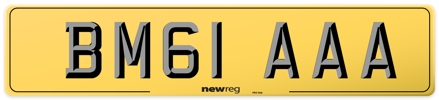 BM61 AAA Rear Number Plate