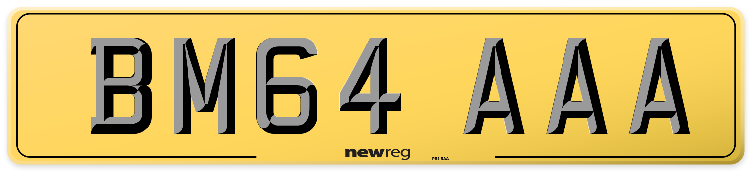 BM64 AAA Rear Number Plate