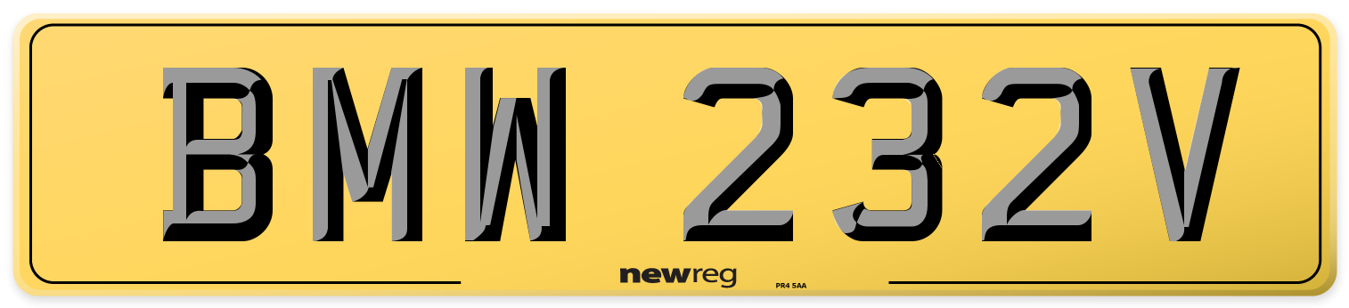 BMW 232V Rear Number Plate