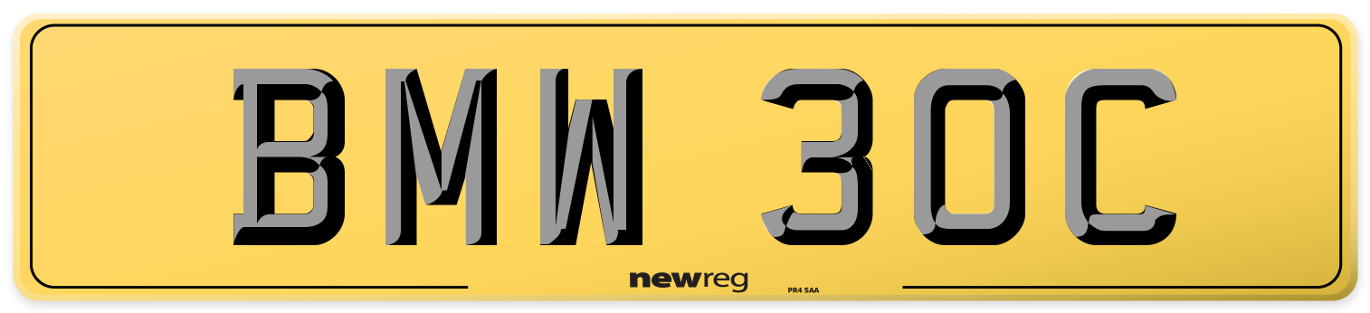 BMW 30C Rear Number Plate