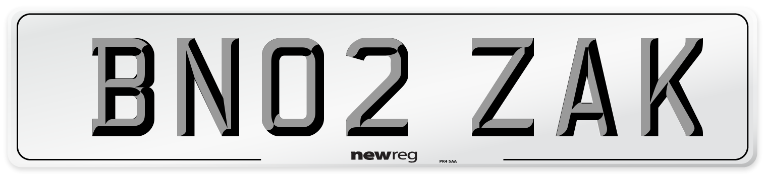 BN02 ZAK Front Number Plate