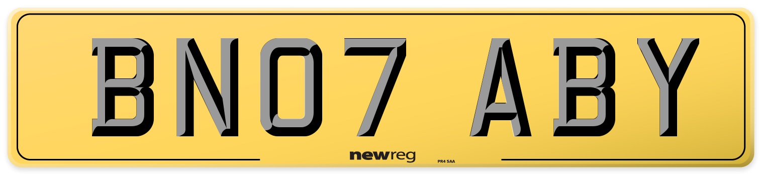 BN07 ABY Rear Number Plate