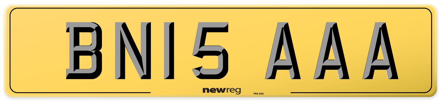 BN15 AAA Rear Number Plate