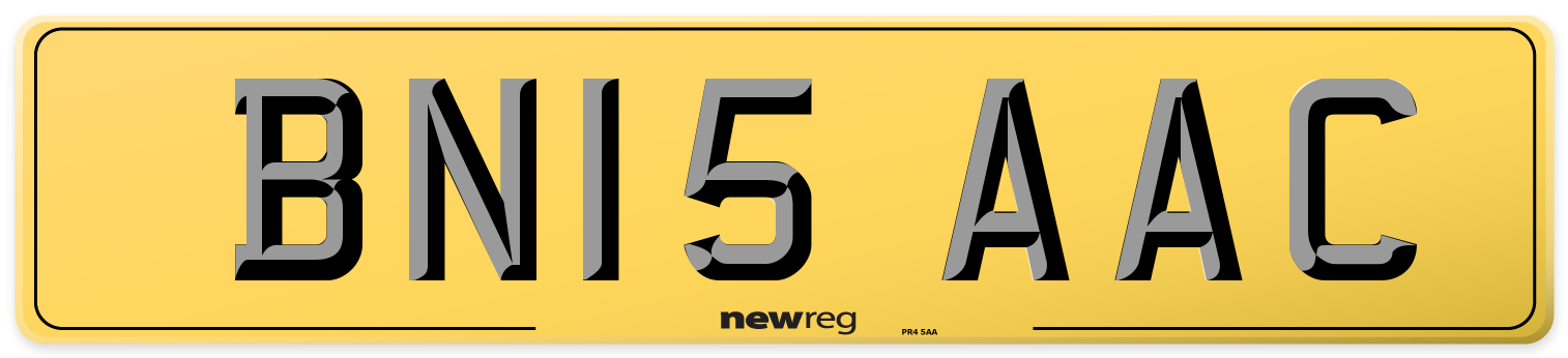 BN15 AAC Rear Number Plate