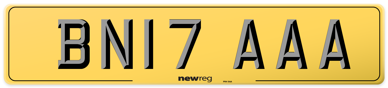 BN17 AAA Rear Number Plate