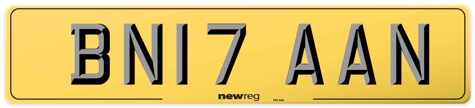 BN17 AAN Rear Number Plate