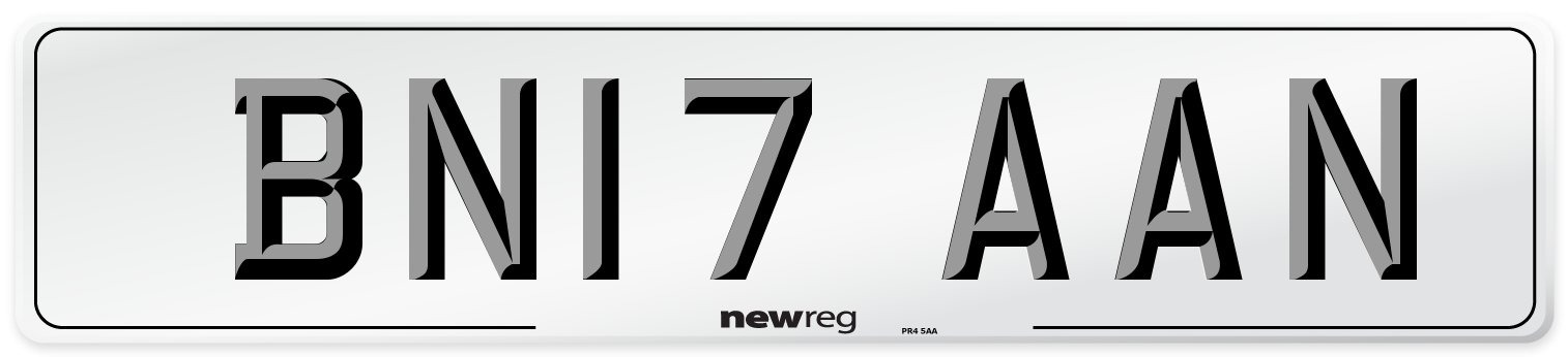 BN17 AAN Front Number Plate