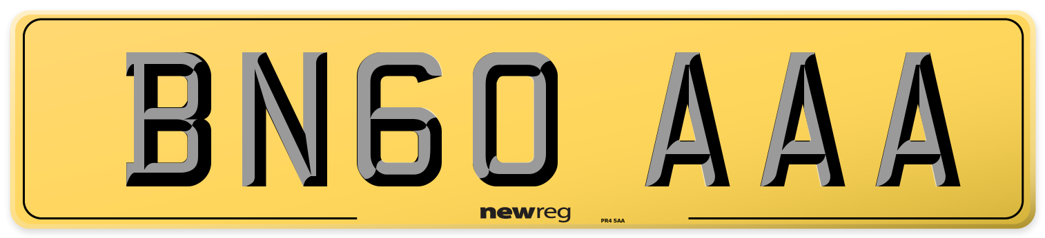 BN60 AAA Rear Number Plate