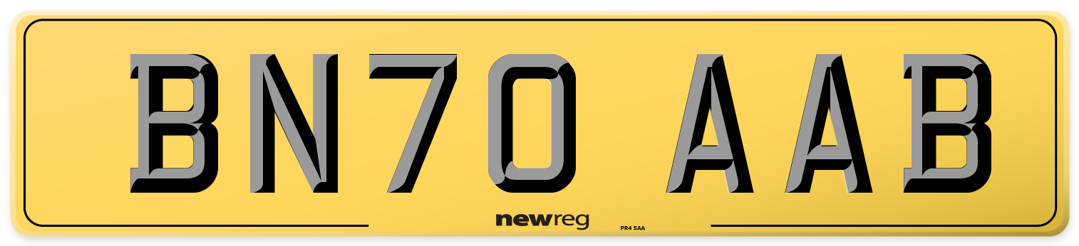 BN70 AAB Rear Number Plate