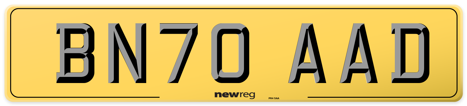 BN70 AAD Rear Number Plate