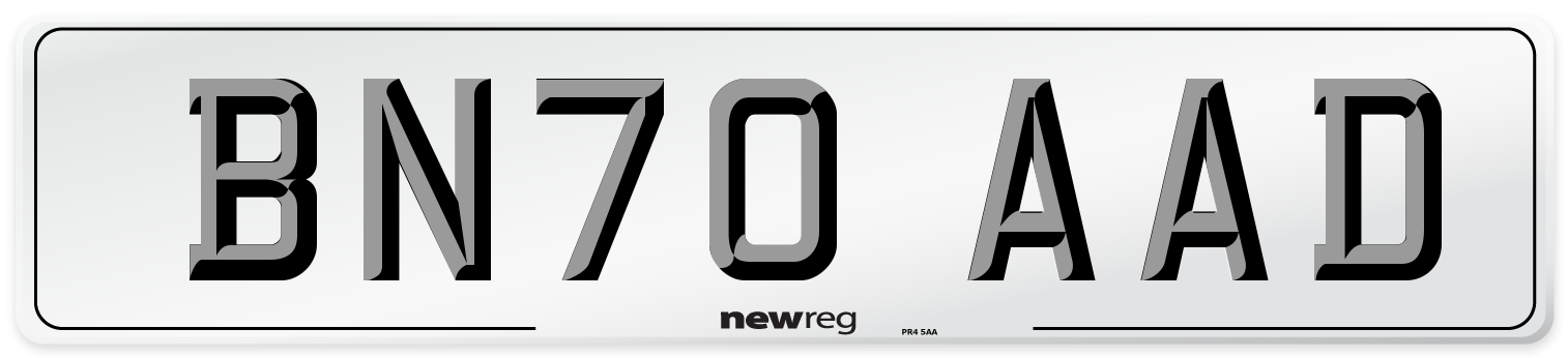 BN70 AAD Front Number Plate