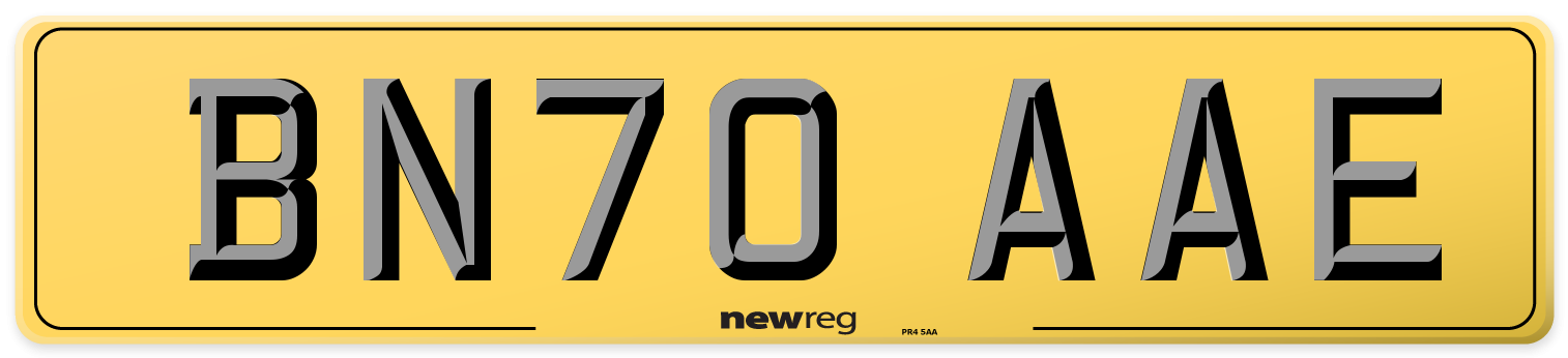 BN70 AAE Rear Number Plate