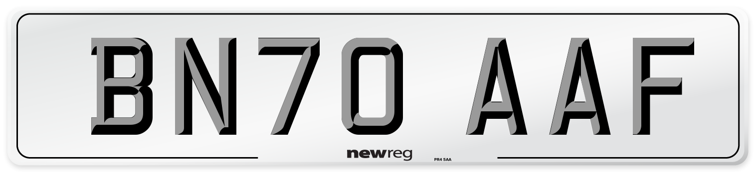BN70 AAF Front Number Plate