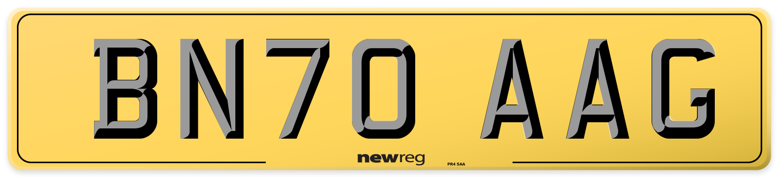 BN70 AAG Rear Number Plate