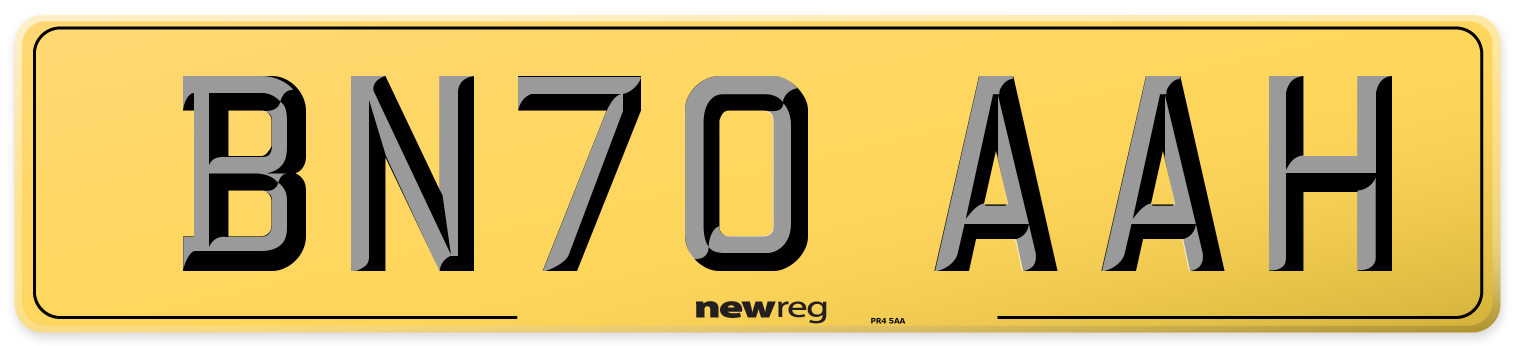 BN70 AAH Rear Number Plate