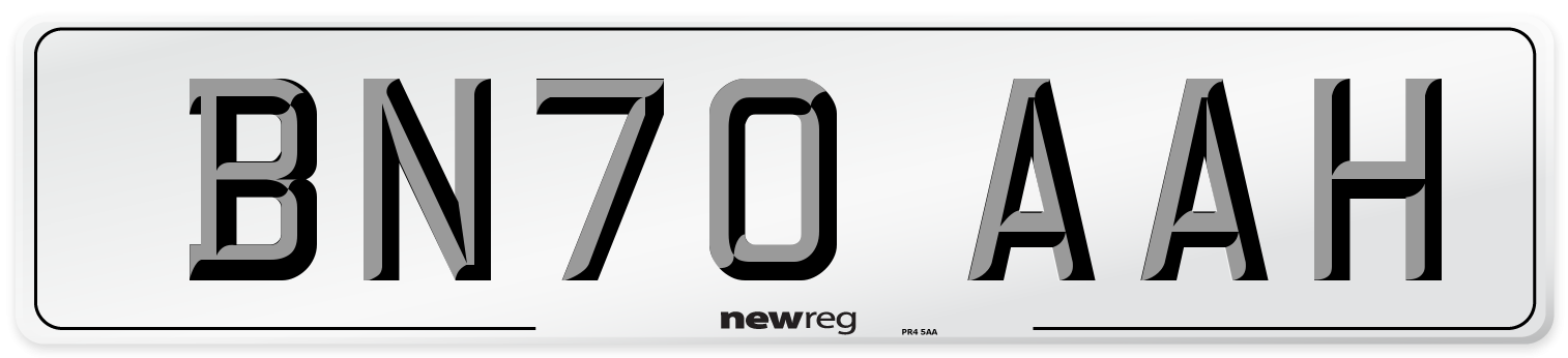 BN70 AAH Front Number Plate