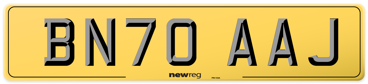 BN70 AAJ Rear Number Plate