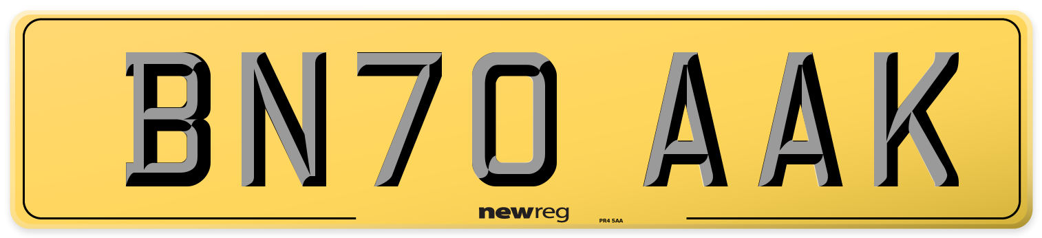 BN70 AAK Rear Number Plate