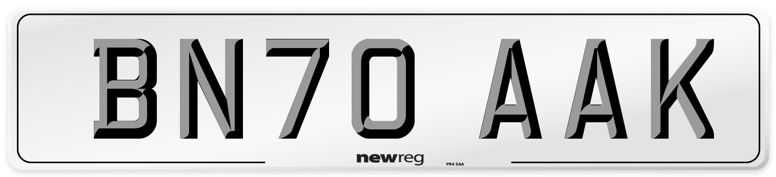 BN70 AAK Front Number Plate
