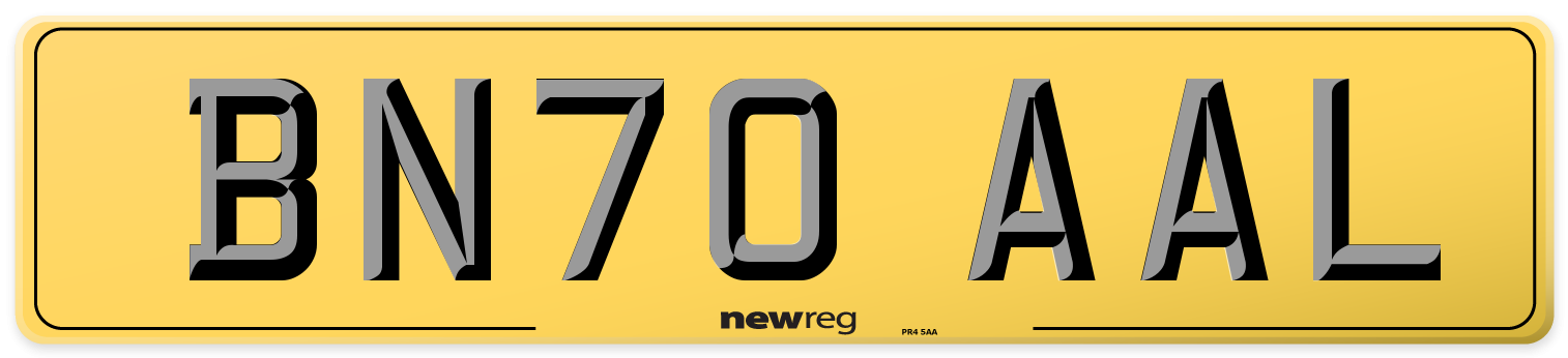 BN70 AAL Rear Number Plate