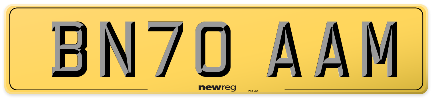 BN70 AAM Rear Number Plate