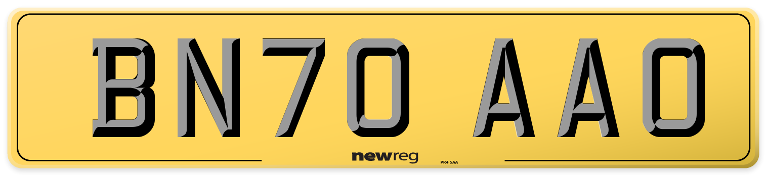 BN70 AAO Rear Number Plate