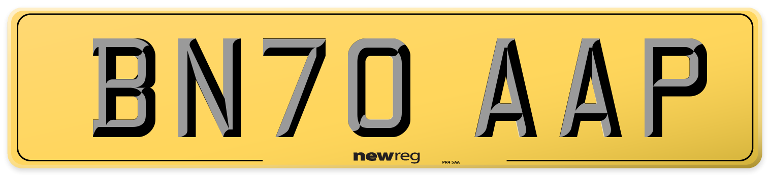 BN70 AAP Rear Number Plate